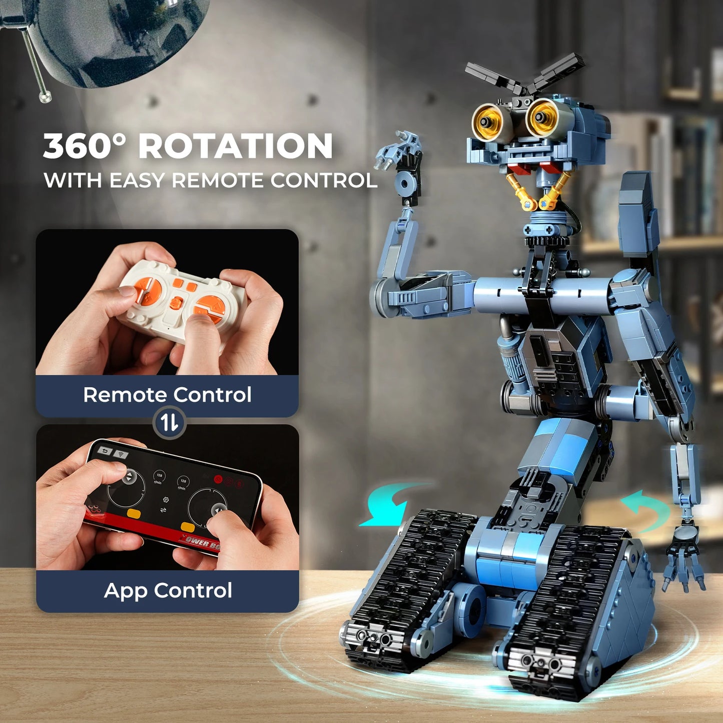 1176 Pieces Johnny Five Robot Building Blocks Set with Remote Control Gift
