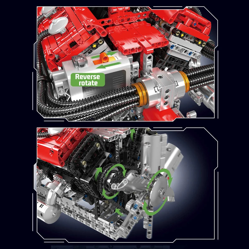 Mould King 10169 Speed Car V12 Engine Building Block Set For Kids Christmas Gift