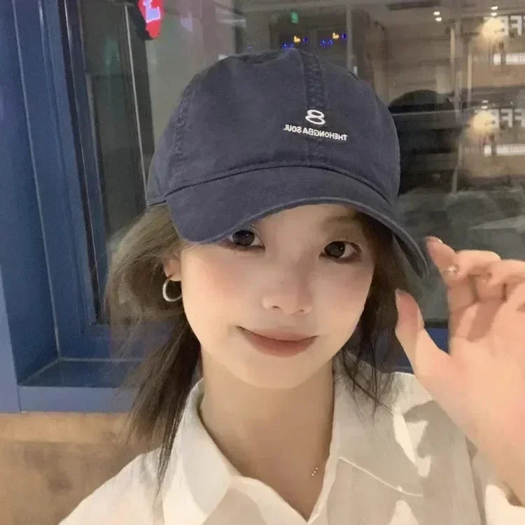 American Street Style Letter Embroidered Baseball Cap Unisex Washed Cotton Hat