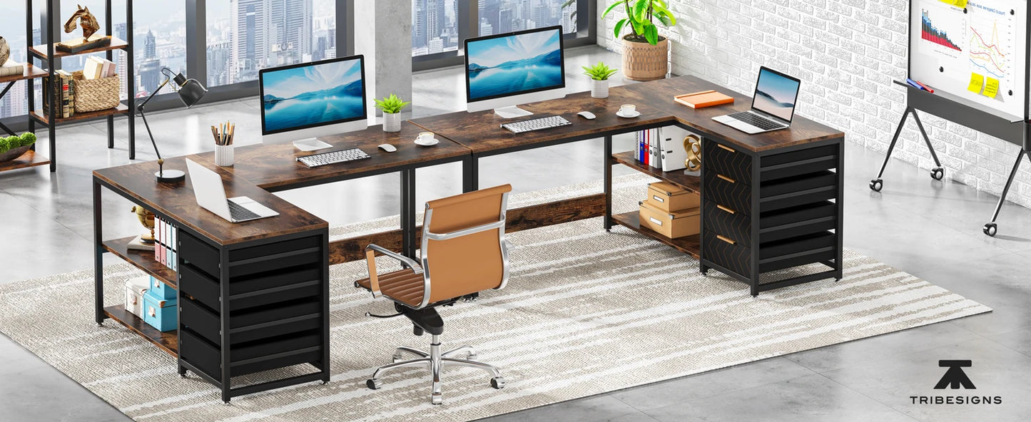 Tribesigns L Shaped Computer Desk With Storage Drawers