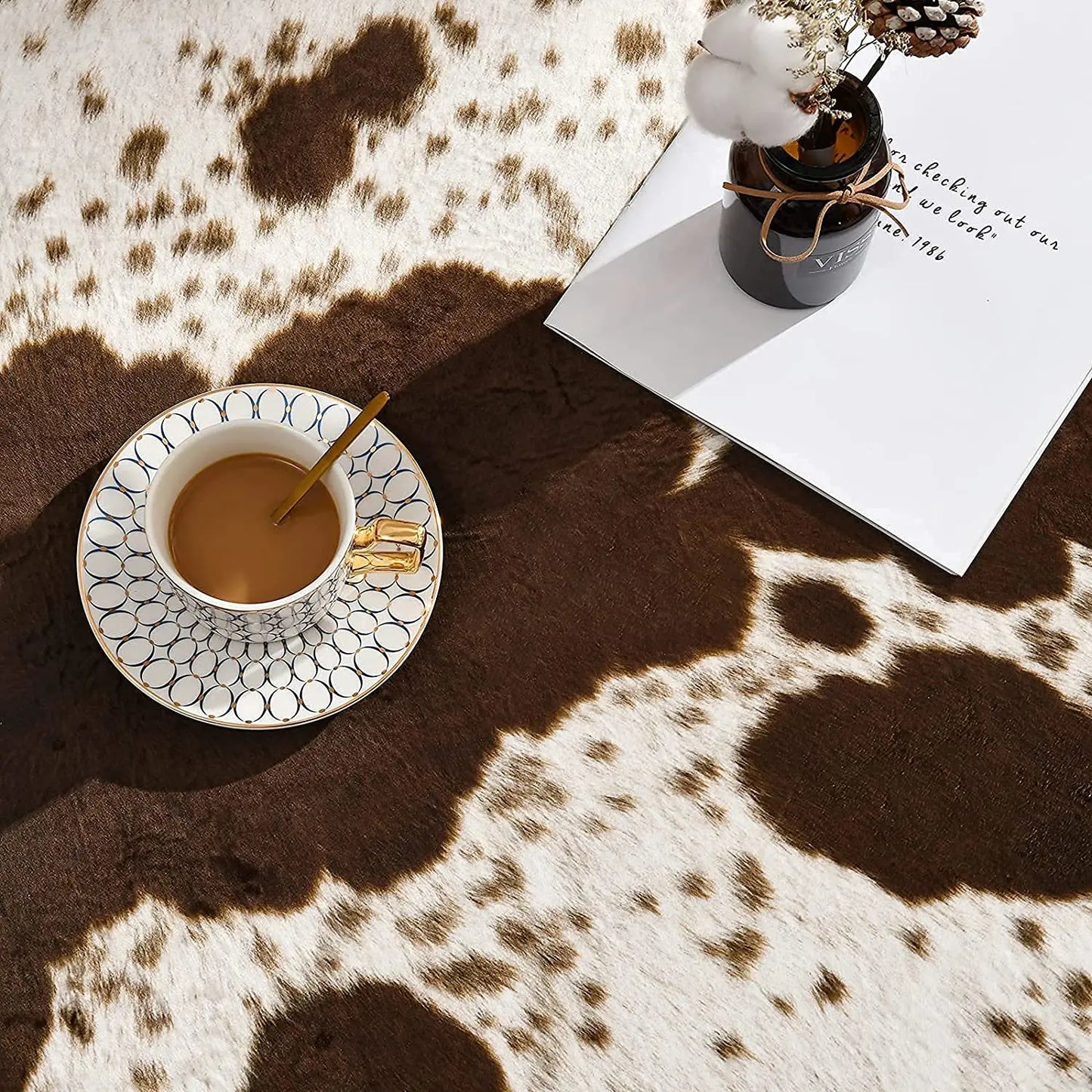 American Style Animal Print Faux Fur Cowhide Rug for Bedroom Living Room Carpet Home Decoration Floor Mats