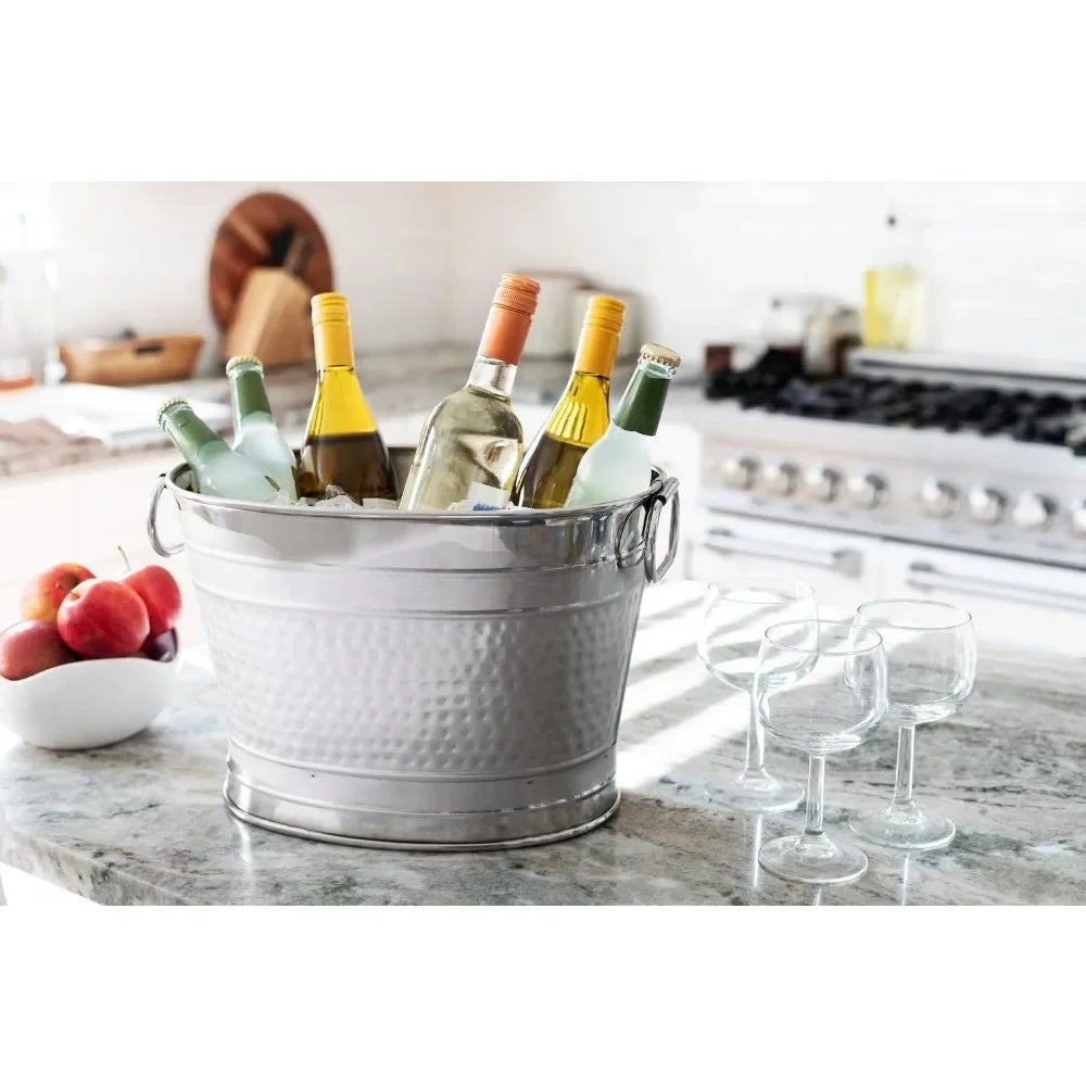 Stainless Steel Ice Bucket With Handles For Wine And Drinks