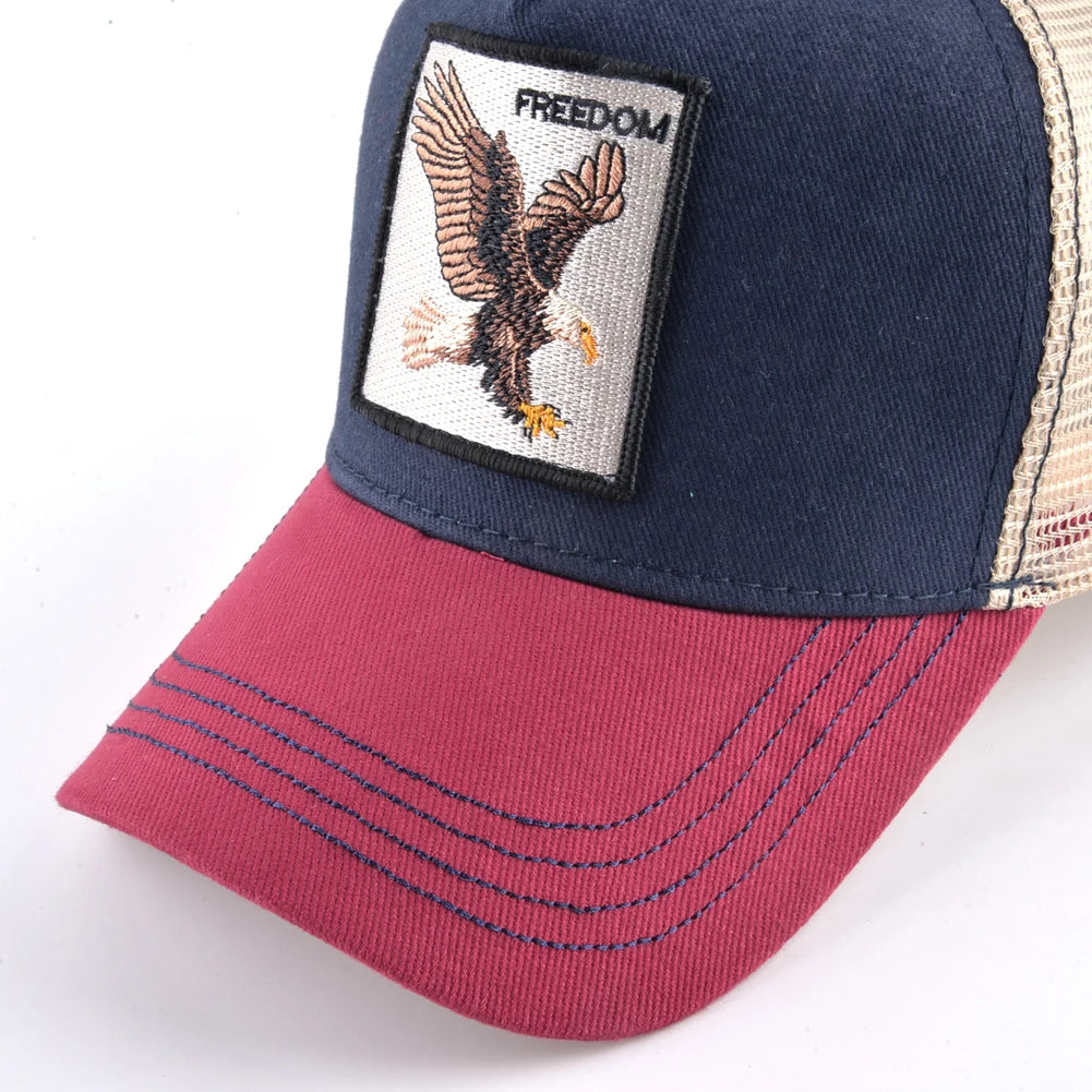 Unisex Embroidered Goat Patch Trucker Cap Four Seasons Snapback Baseball Hat