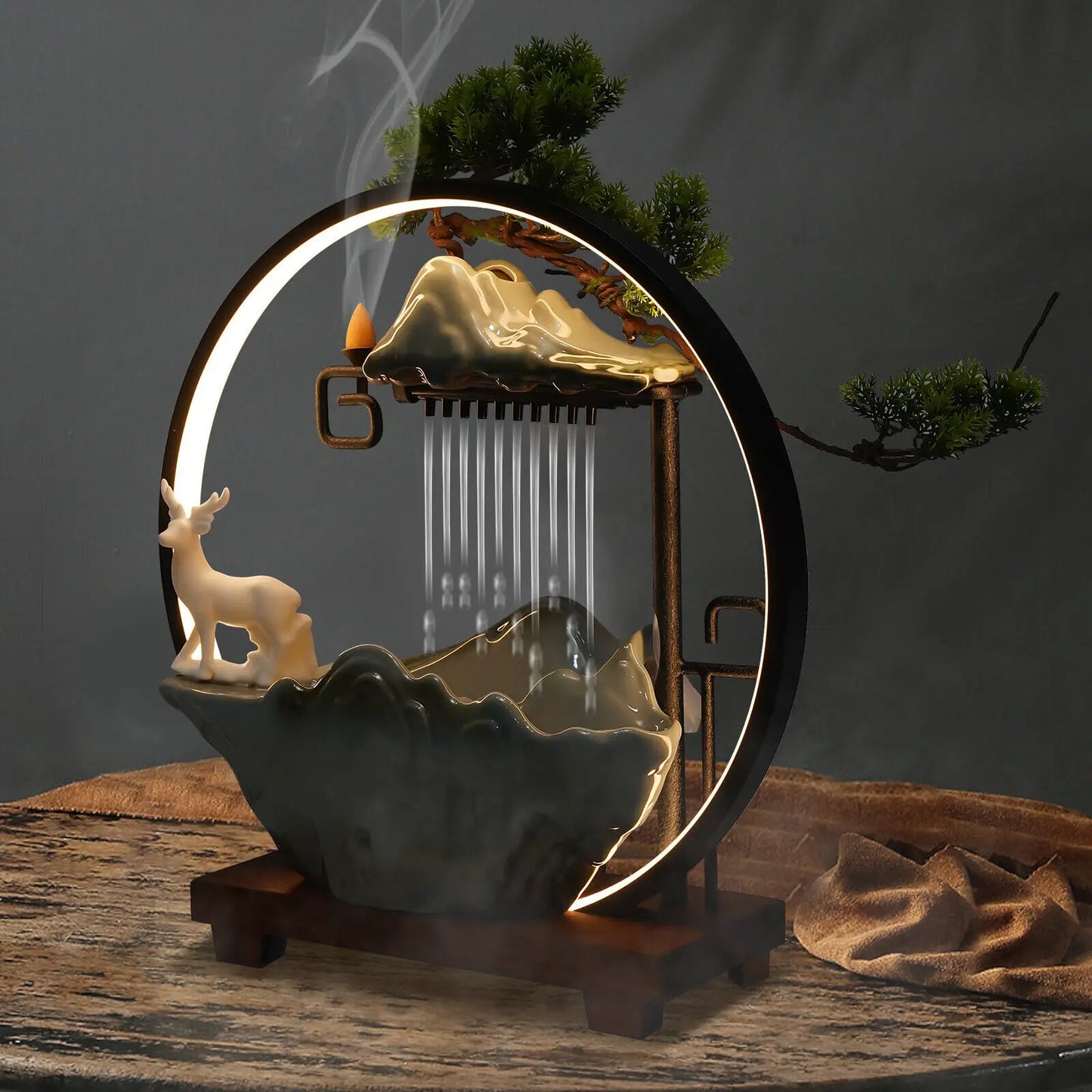 Desktop Fountain Indoor Waterfall Atomizer LED Table Decor