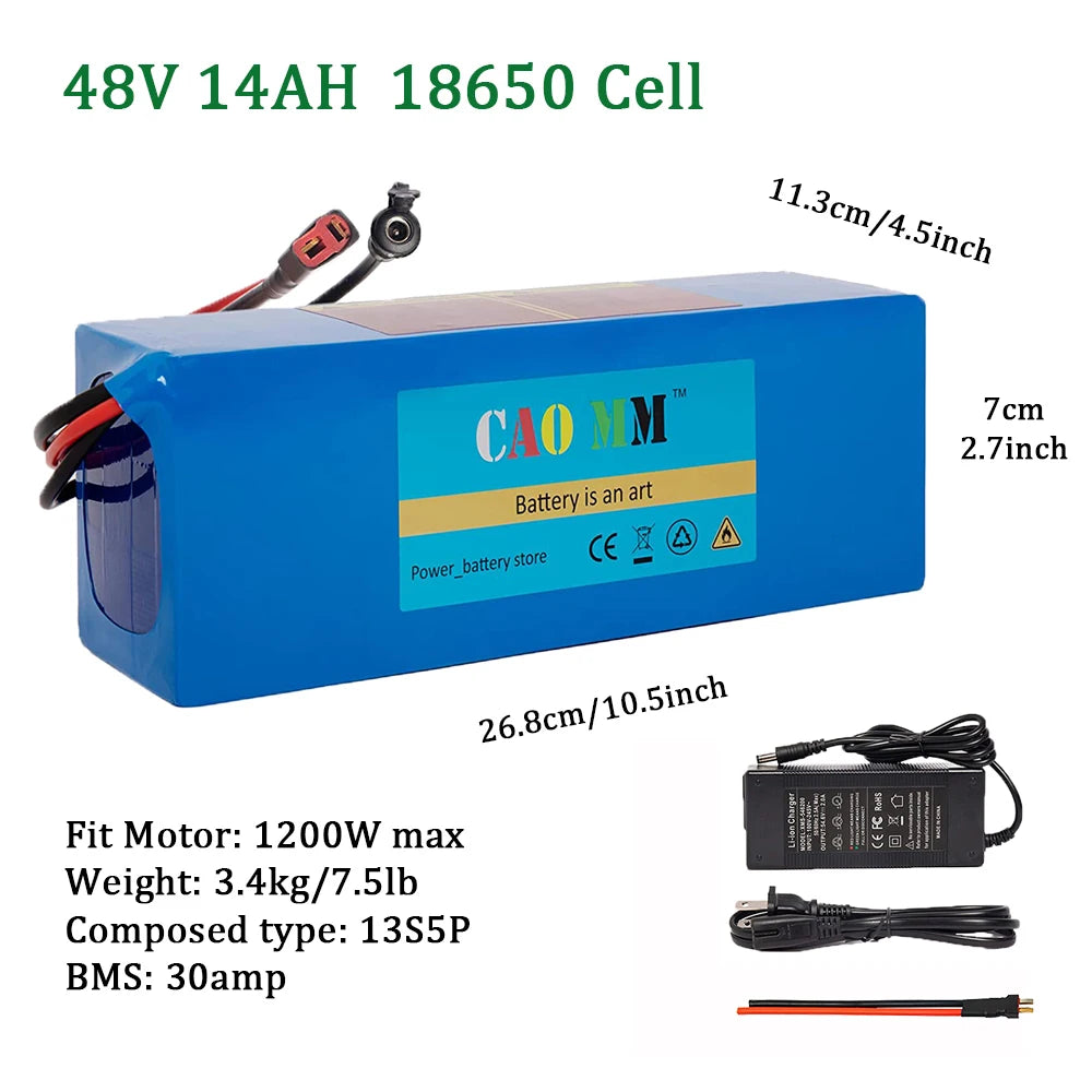 36V 48V Ebike Battery 10Ah 14Ah 16Ah 20Ah For 200 To 1200W