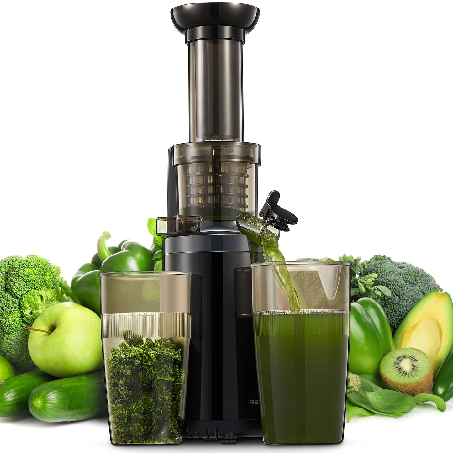Reemix Masticating Juicer Machine Cold Press Compact Size Juice Extractor Nutrient Retention