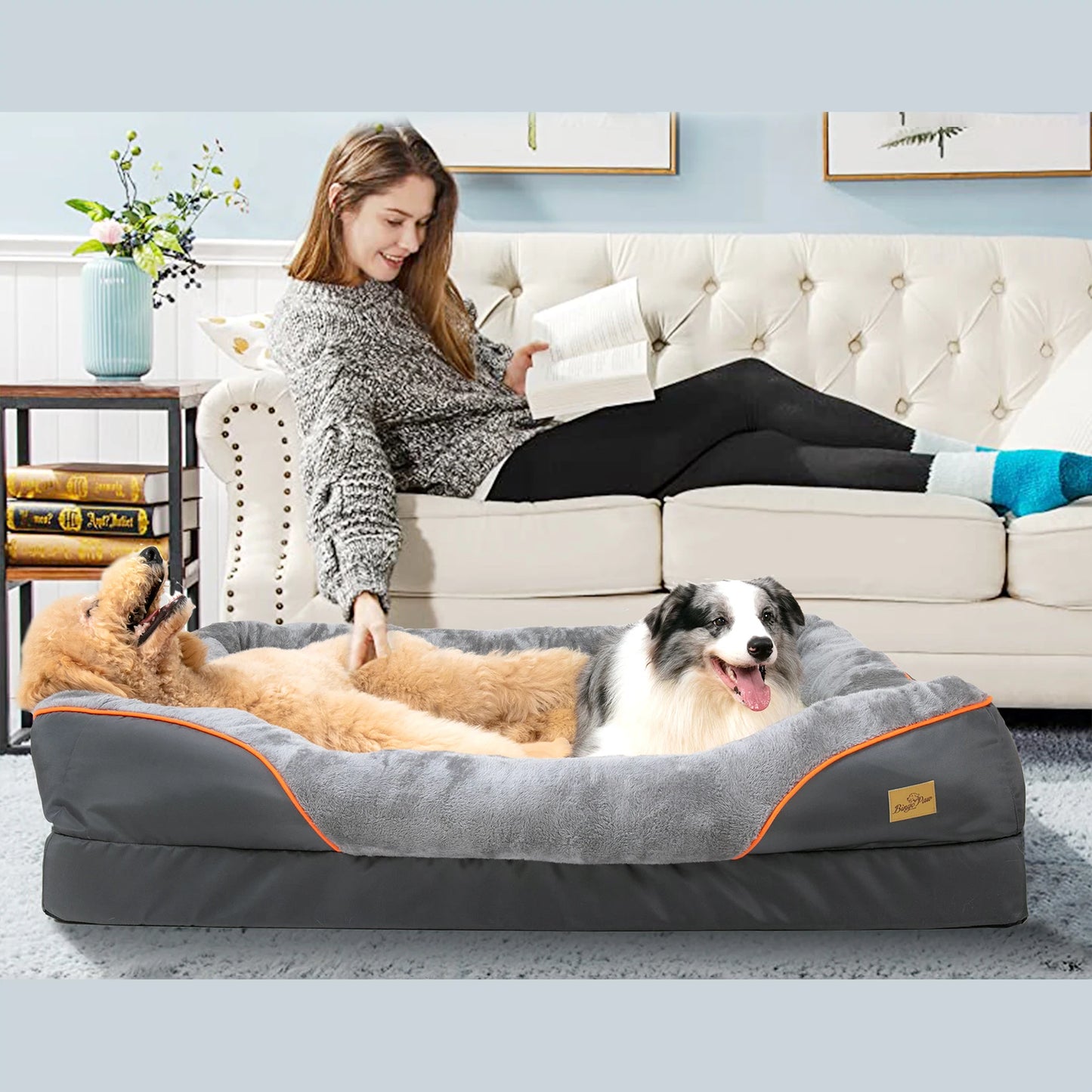Large Dog Bed Soft Fleece Anti Allergy Warm Waterproof Removable Washable Cover