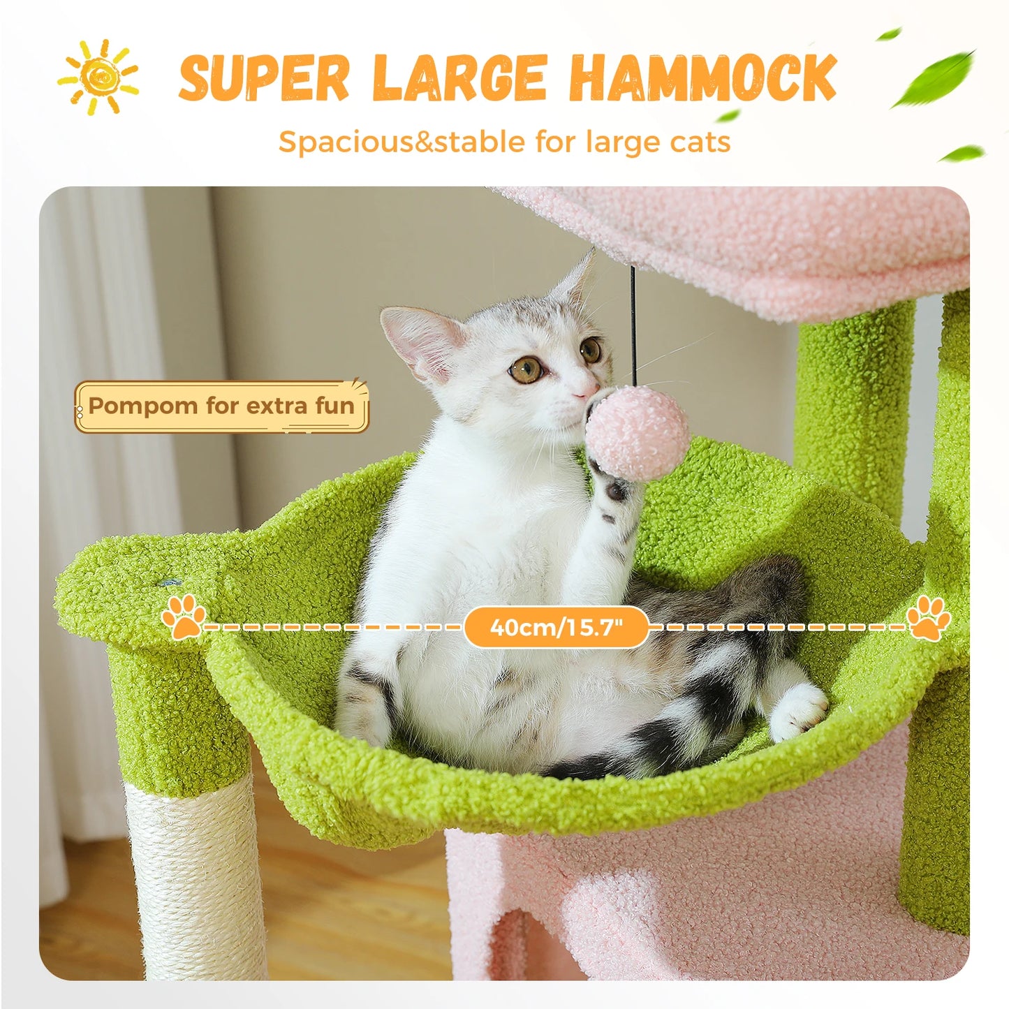 Large Indoor Cat Tree Tower With Four Levels And Two Condos