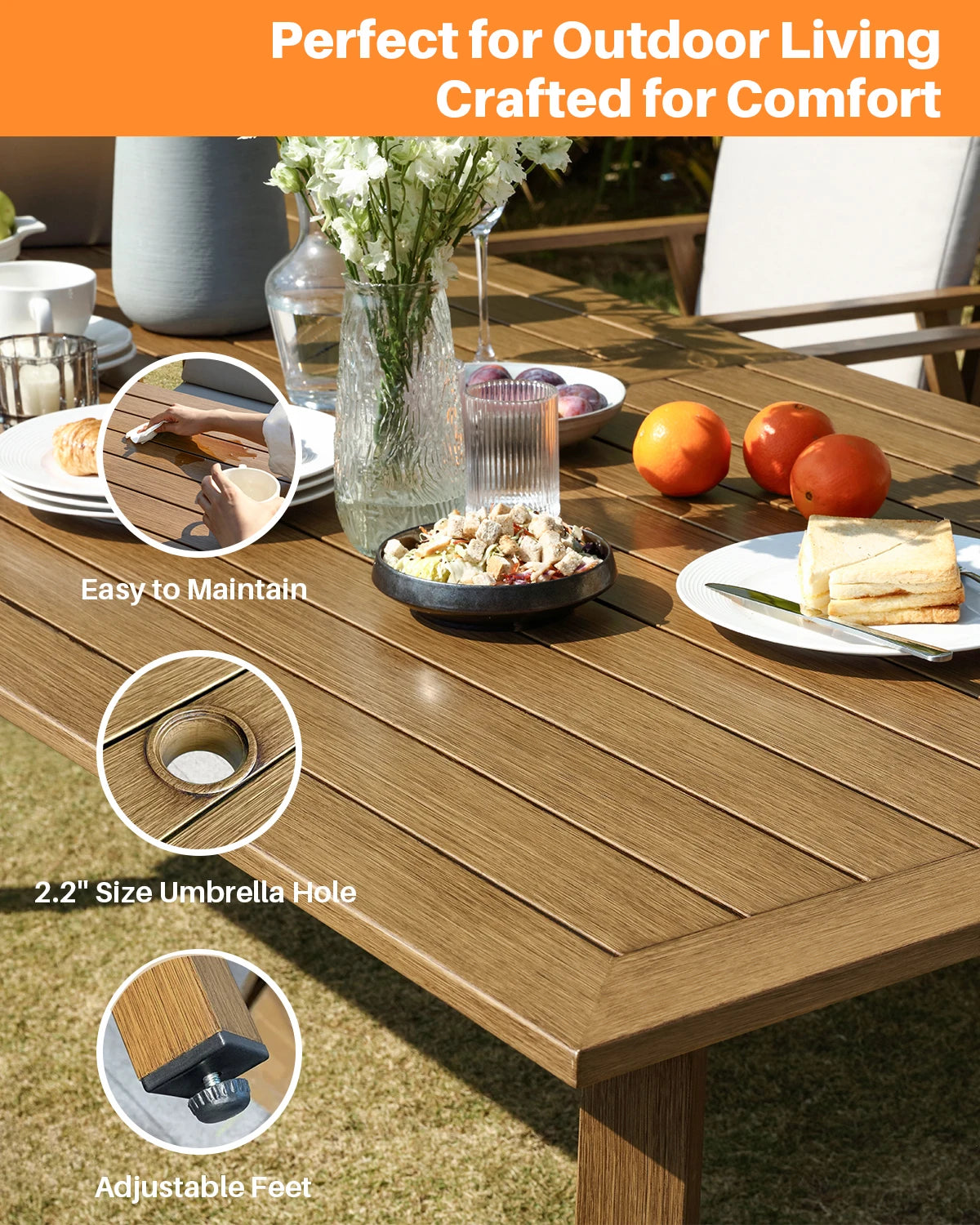 Seehill 7 Piece Outdoor Furniture Set Aluminum Dining Table With 6 Swivel Chairs