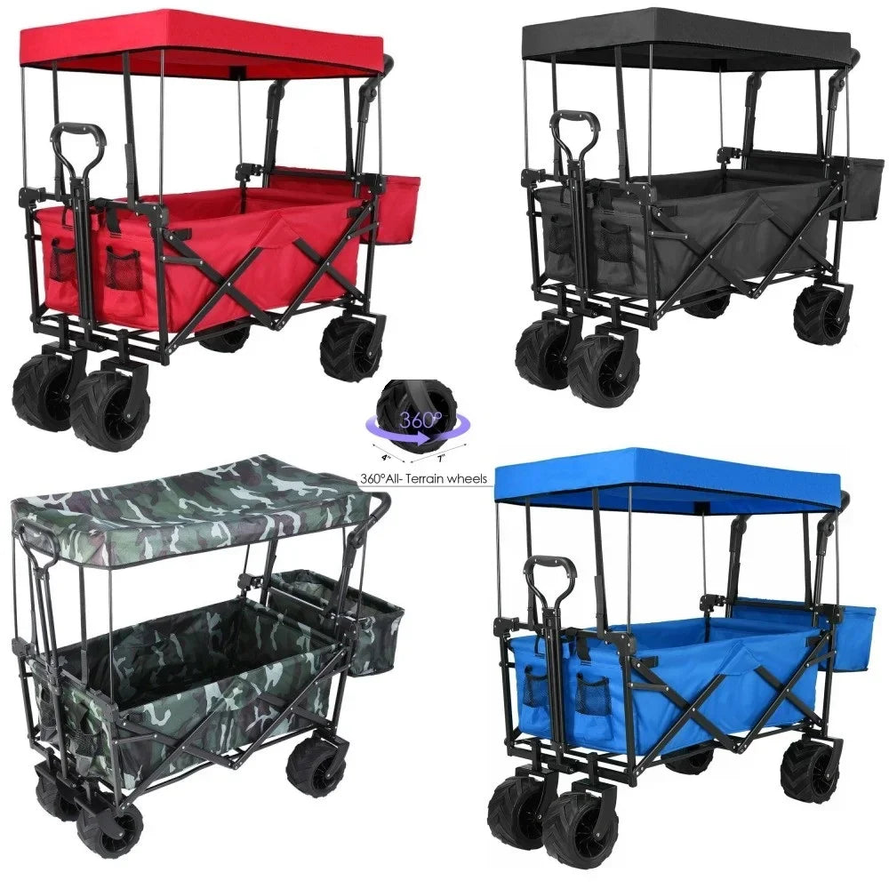 262L Collapsible Garden Cart With Removable Canopy 115Kg