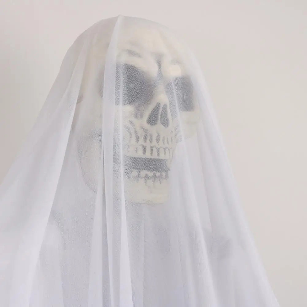 Life Size Animatronic Bride Decoration Halloween Ghost Bride Ornament with Sound Battery Operated Skeleton for Haunted House