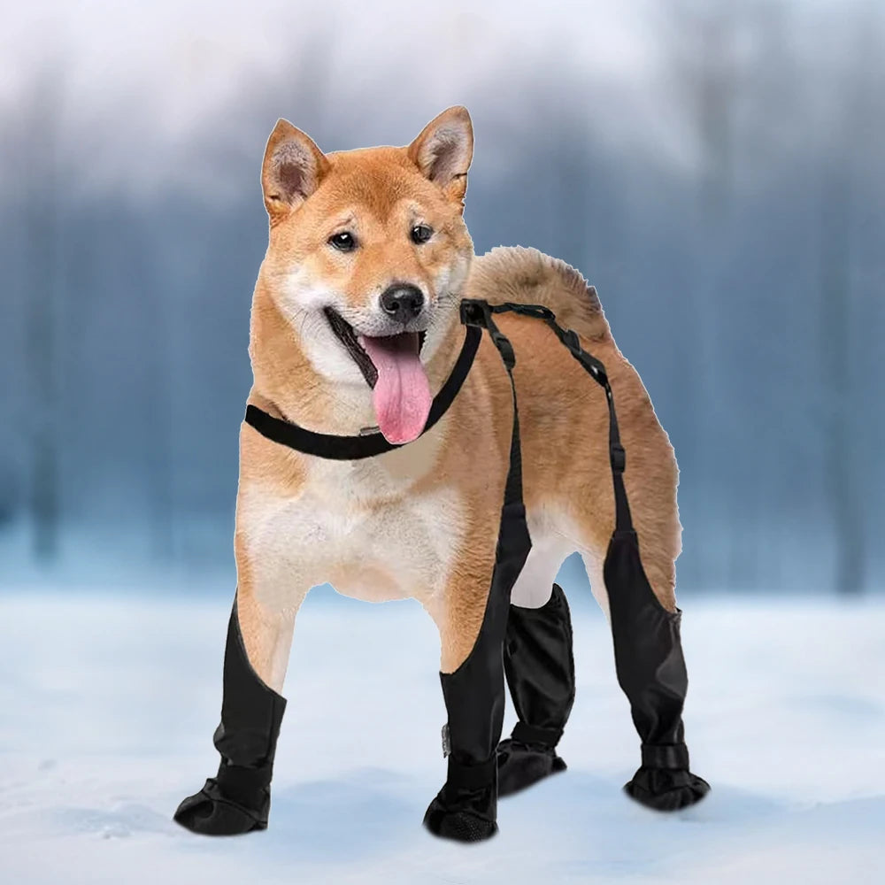 Outdoor Dog Boots With Suspenders Waterproof Paw Protectors For Small Large Dogs
