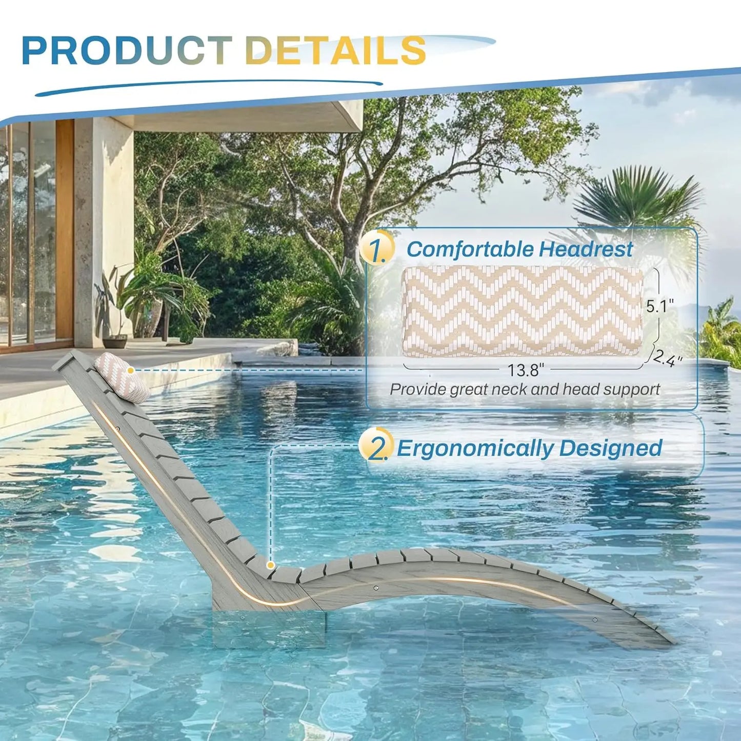 Set Of 2 Outdoor Pool Lounge Chairs Long Tanning Sunbeds