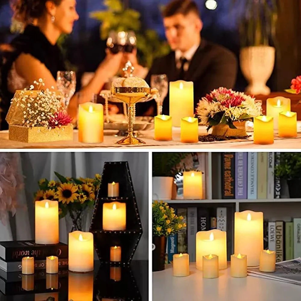 USB Rechargeable Flickering Paraffin Pillar Candle With Remote