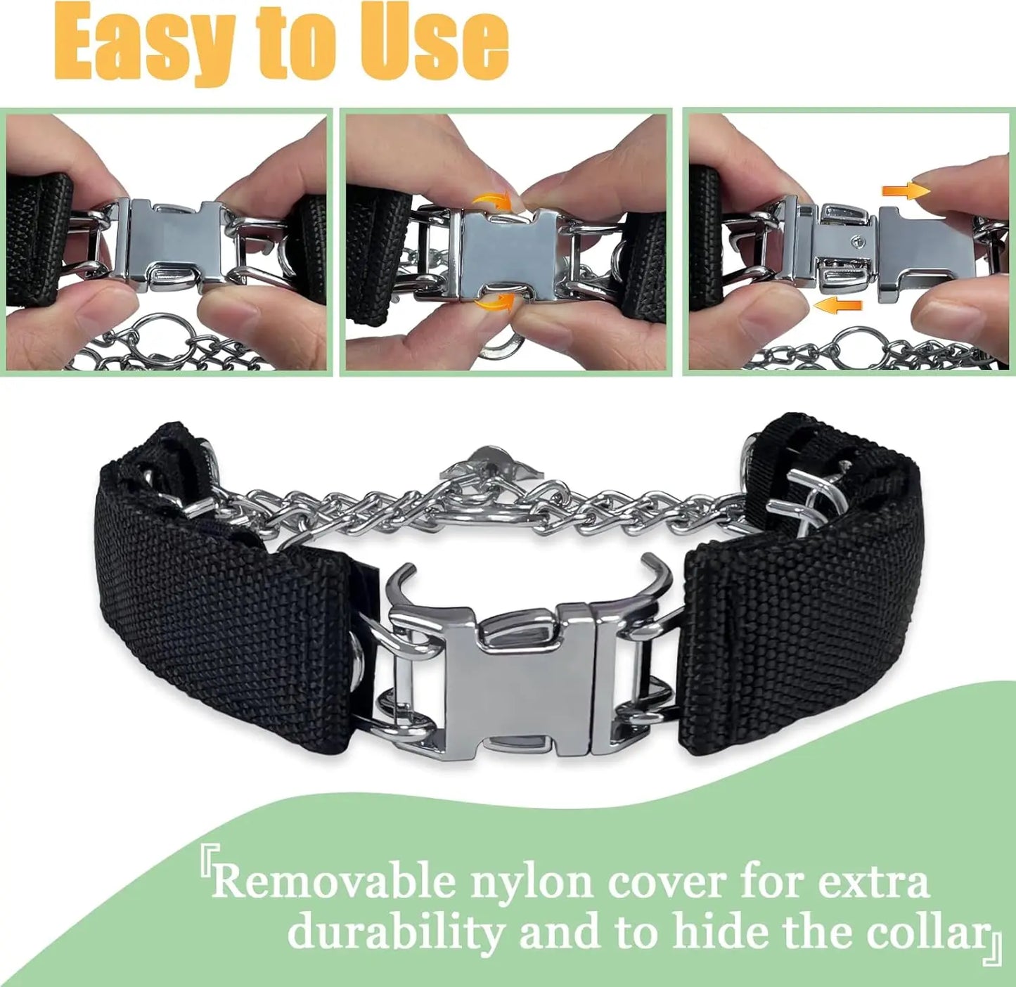Adjustable Prong Collar For Dogs With Quick Release No Pull Includes Extra Links