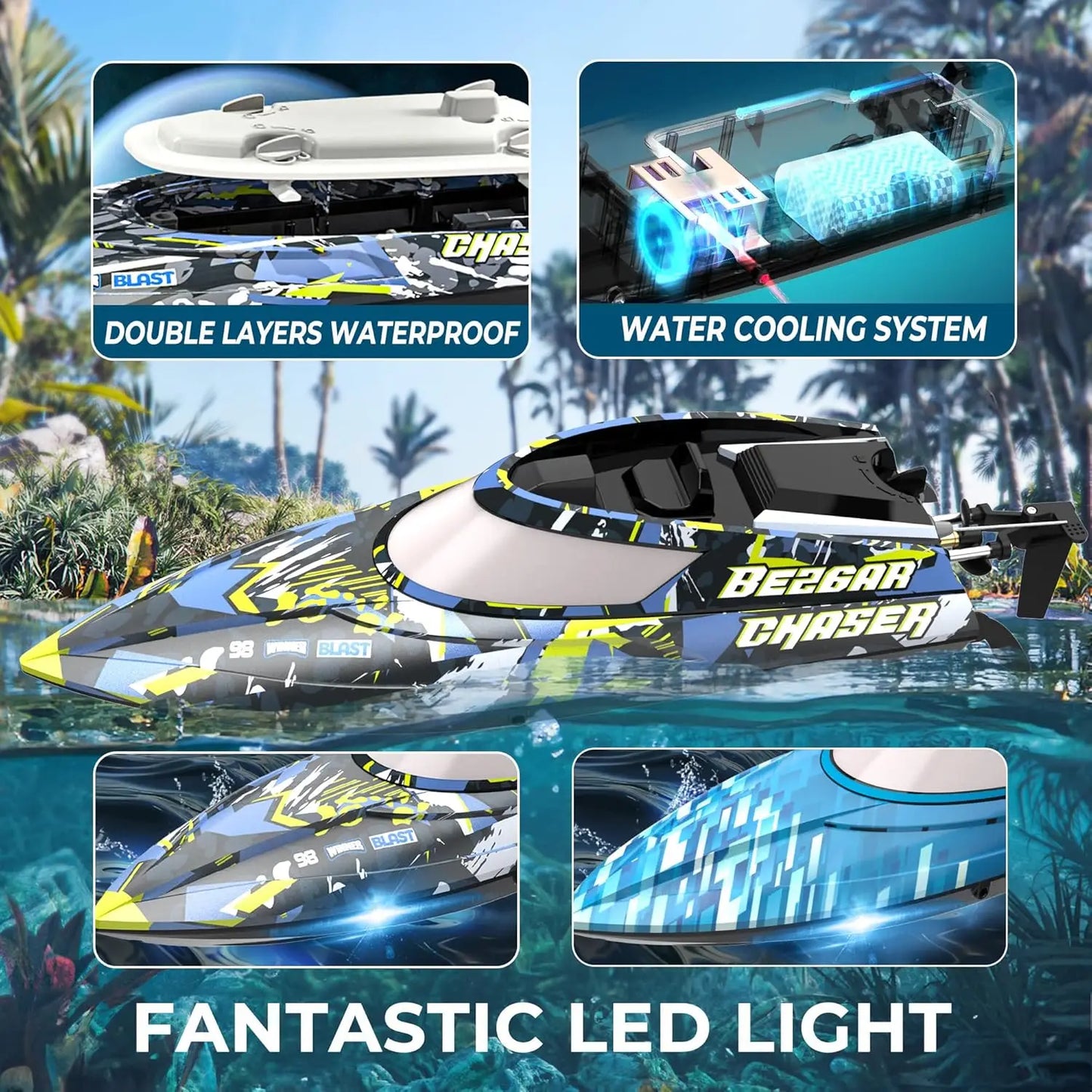 2 Pack Fast RC Boats 12 Inch 30 KPH for Lakes and Pools Summer Toys