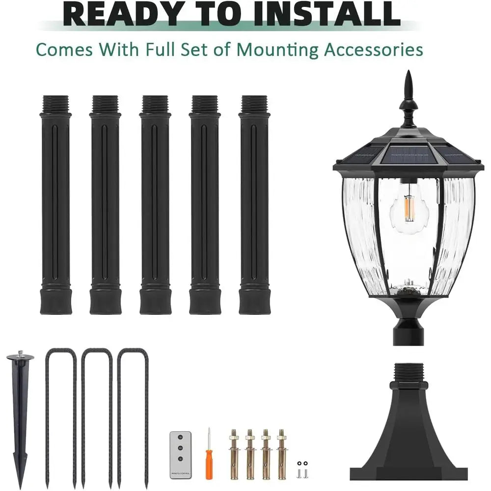 Kaqur 79 Inch Outdoor Lamp Post Light Dusk to Dawn Black 3000K 4000K 6000K