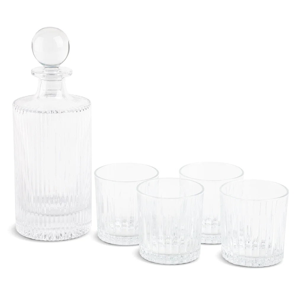27 Oz Whiskey Decanter Set With 4 Glasses Airtight Seal