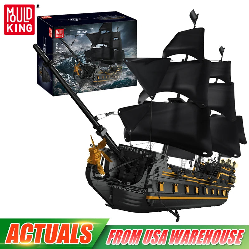 Mould King 13186 Pirate Ship Building Block Set The Big Black Pearl Kids Gift