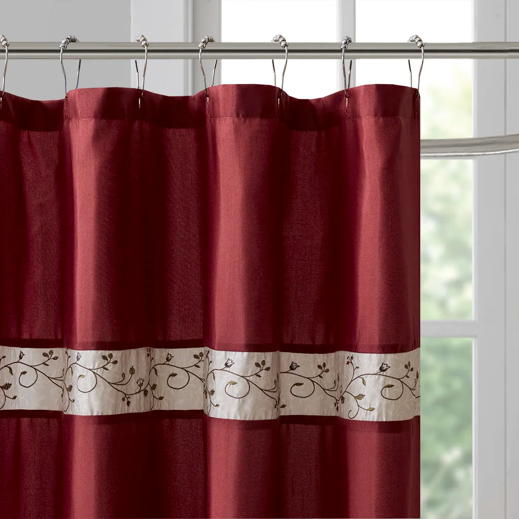Floral Fabric Shower Curtain 72x72 Fine Pleated Details