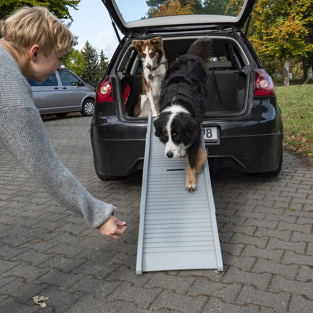 Folding Portable Pet Stair Ramp Non Slip Rug Surface For Cars SUVs And Trucks