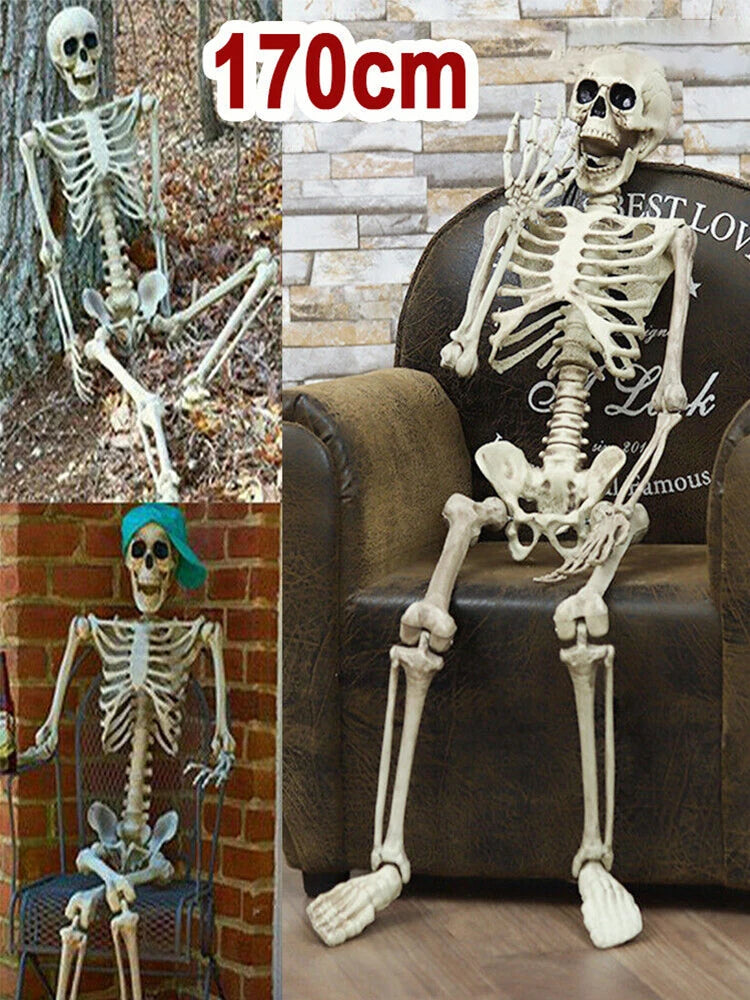 Halloween Horror Skeleton Statue Movable Joints Yard Garden