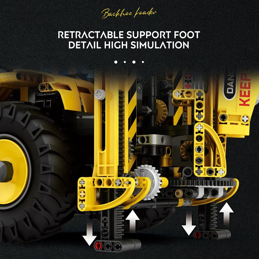Backhoe Loader Bulldozer Remote Control Building Blocks Set App Control 2466 Pcs