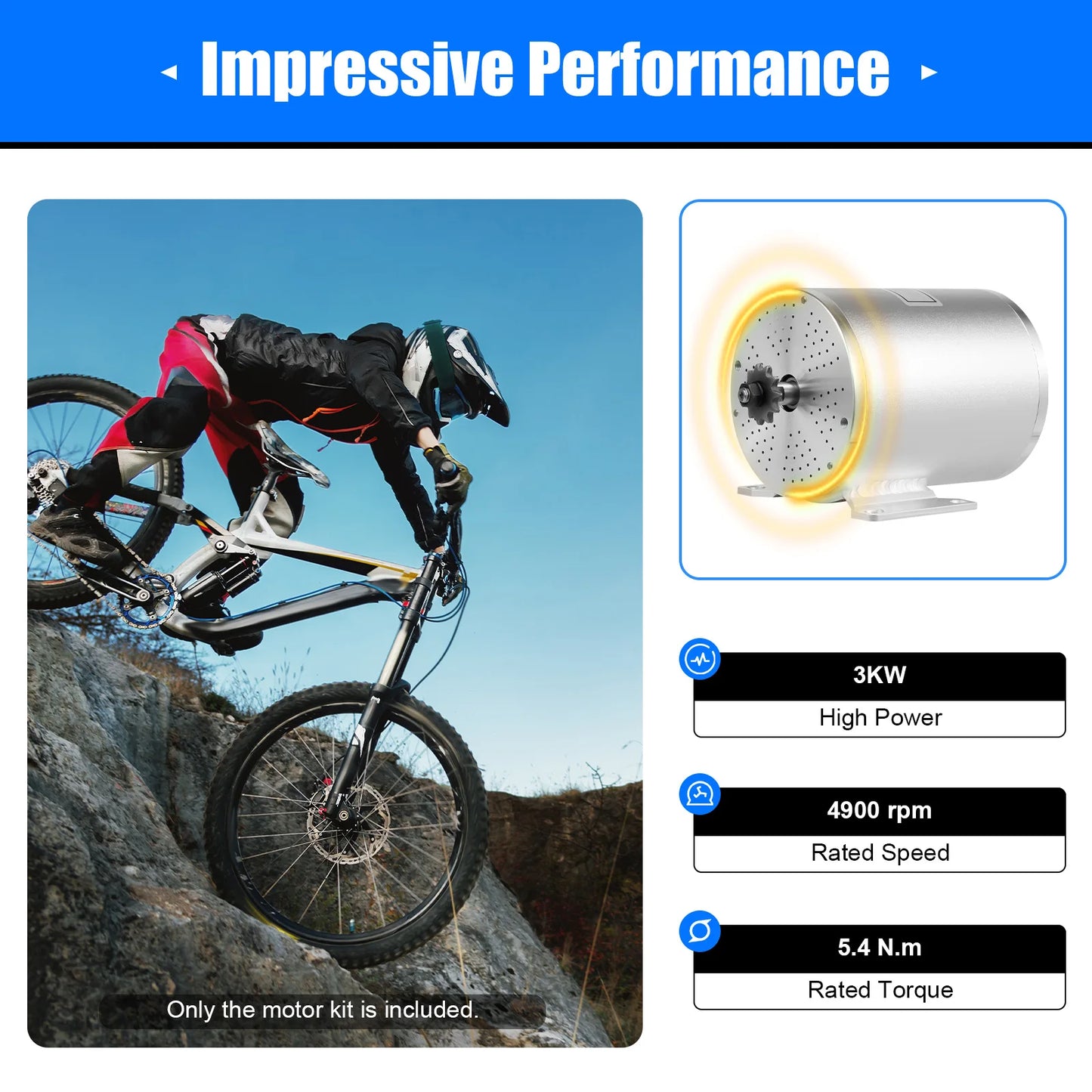 3KW Electric Brushless Motor Kit 48 72V For Electric Bike