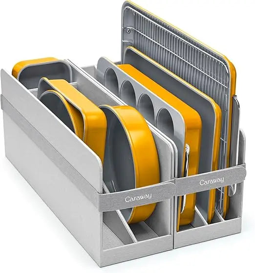 Nonstick Ceramic Bakeware Set 11 Pieces Baking Sheets Assorted Baking Pans Cooling Rack and Storage Aluminized Steel Body Non Toxic PTFE and PFOA Free Cream