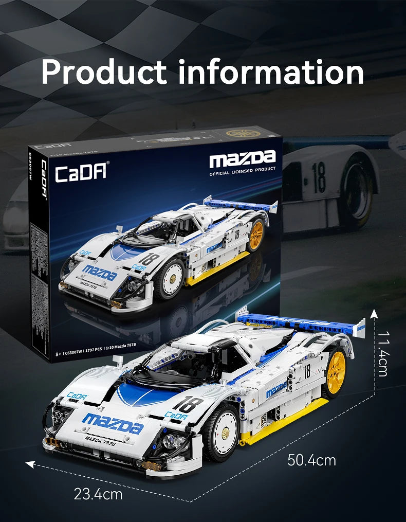 CaDA 1 To 10 Mazda 787B Racing Car Building Blocks Model Kit