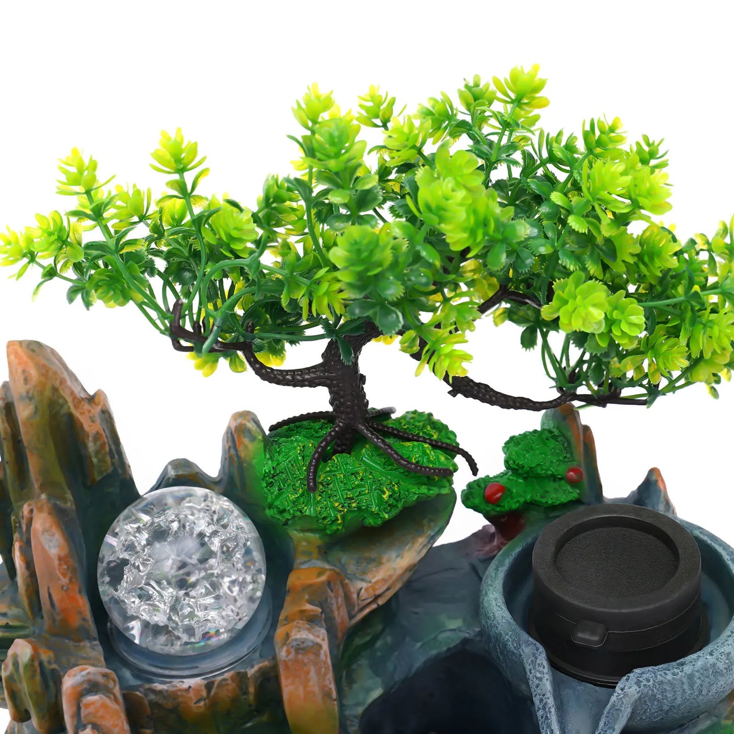 Bonsai Tree Rock Water Fountain Indoor Tabletop Waterfall with LED Light Home Decor and Office Gifts
