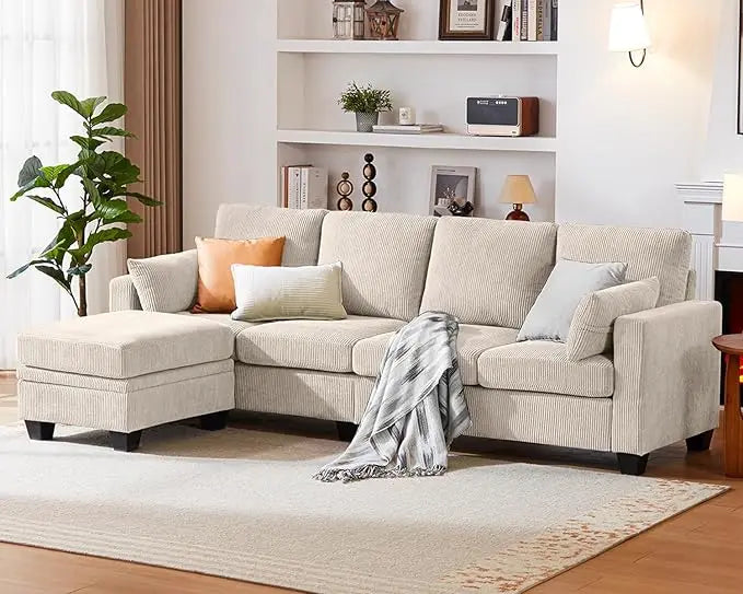 Corduroy Modular Sectional Sofa Ottoman Chaise L Shaped