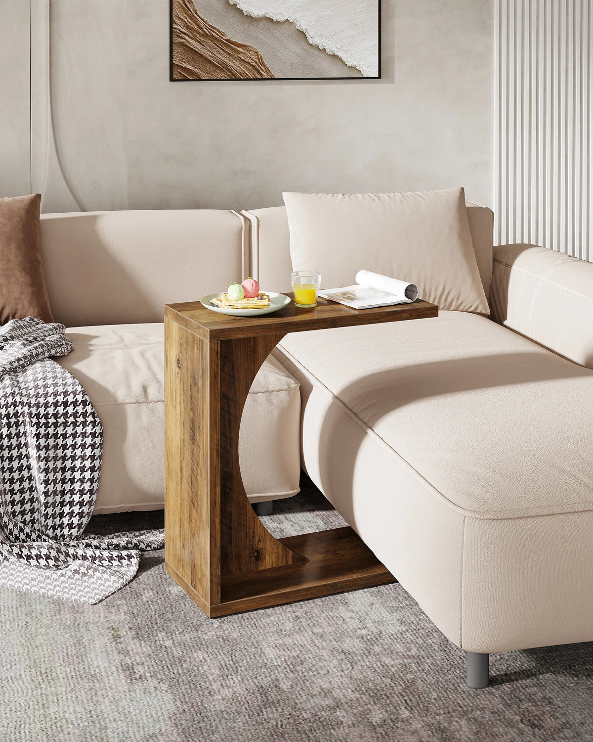 Tribesigns C Shaped End Table For Sofa Living Room Bedroom