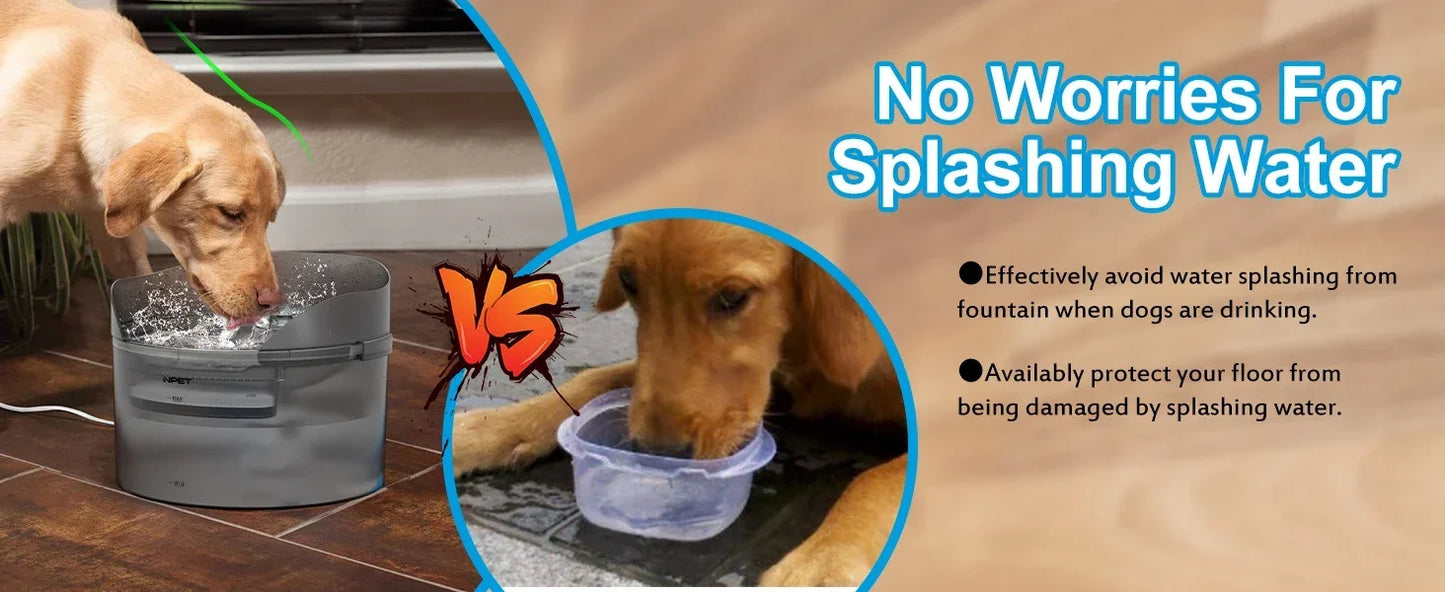 NPET Dog Water Fountain Automatic Dispenser With Splatter Guard For Large Dogs
