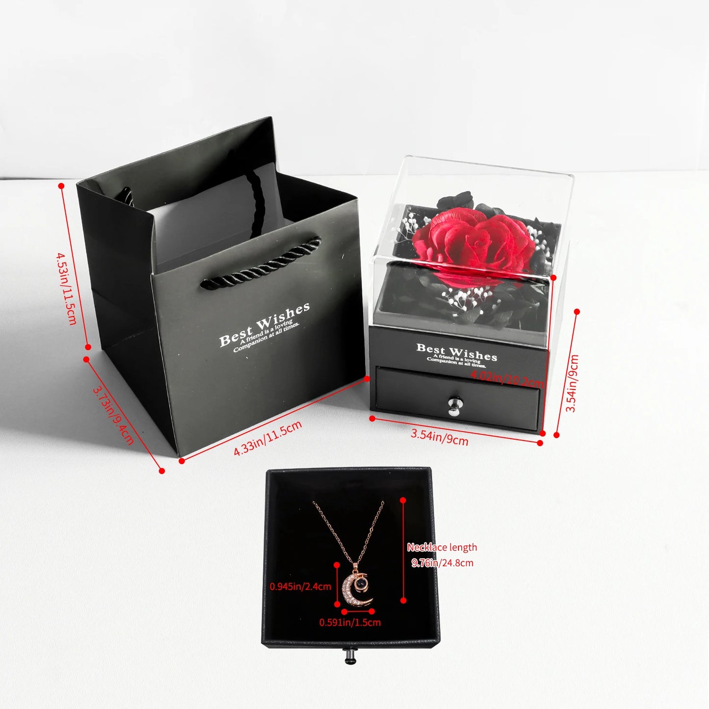 Eternal Soap Rose Jewelry Box With Necklace Set Gift Box
