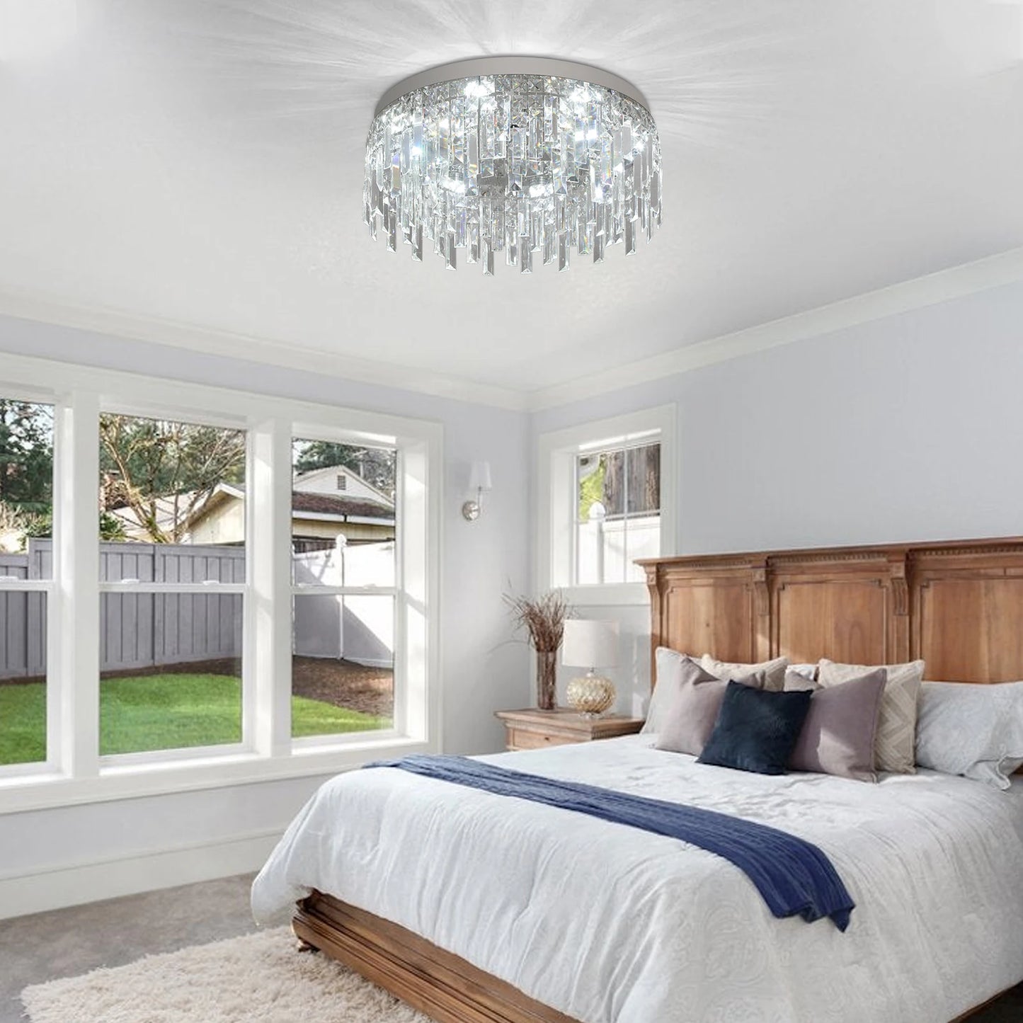 Modern Crystal Luxury Ceiling Lamp LED Chandelier Nordic Home Decor Flush Mount Light Fixture for Dining Living Room Bedroom Hotel