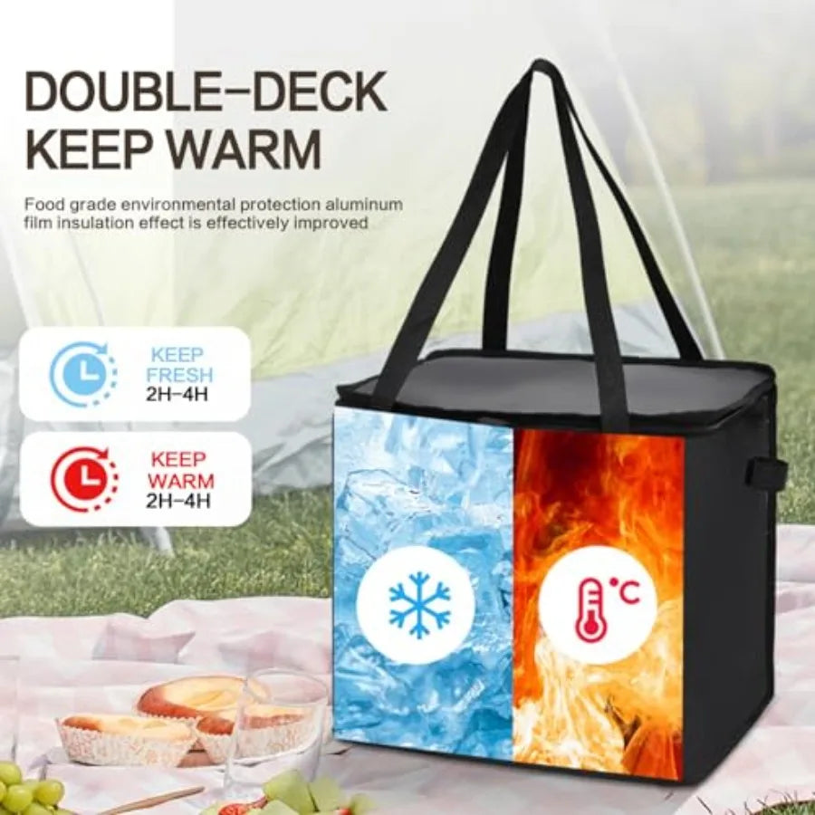 Large Wheeled Insulated Cooler Bag With Hard Frame Leakproof For Camping Picnics