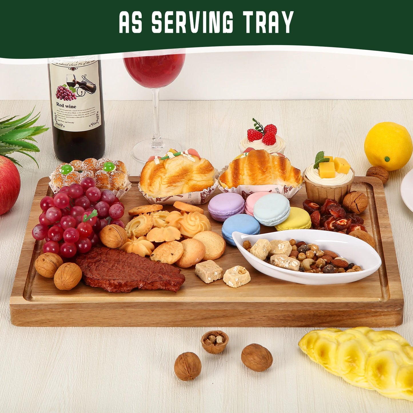 Acacia Cutting Board 18 by 12 Inches XL Juice Groove