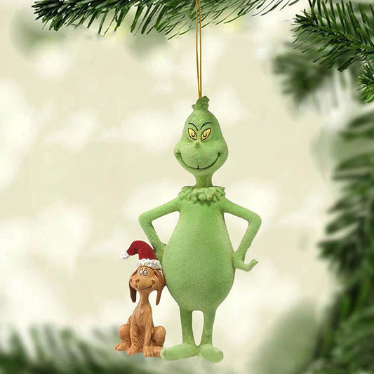 18Pcs 2D Green Monsters Christmas Tree Ornaments Pendants