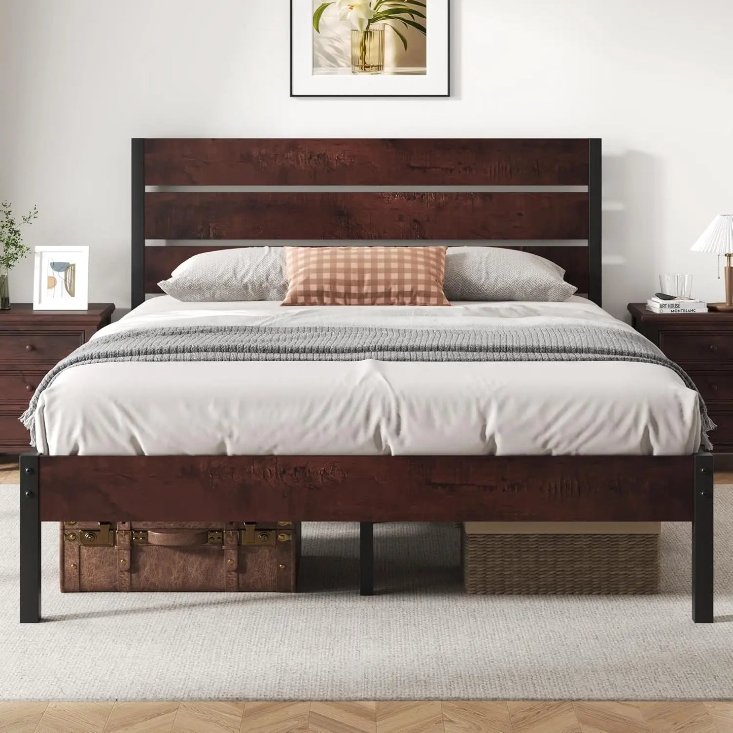All Metal Bed Frame Headboard Footboard Under Bed Storage