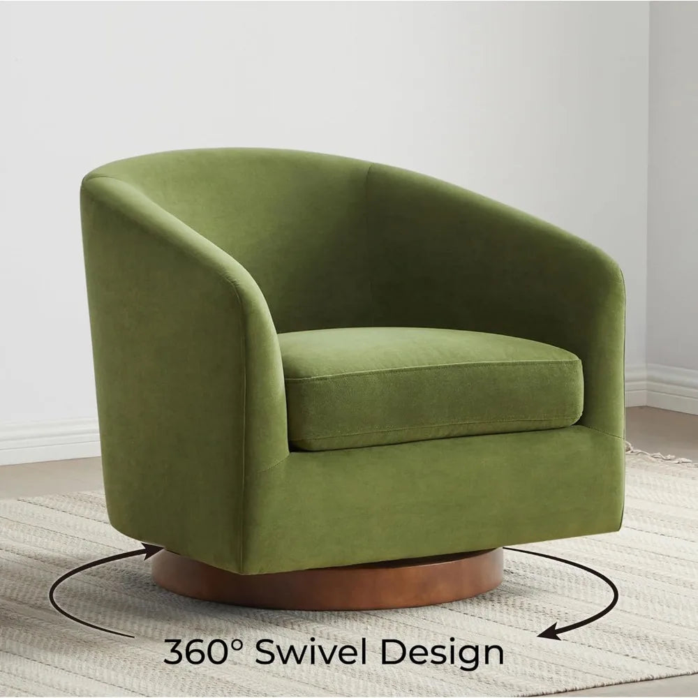 Forest Green Swivel Velvet Barrel Chair FSC Certified Upholstery Fully Assembled