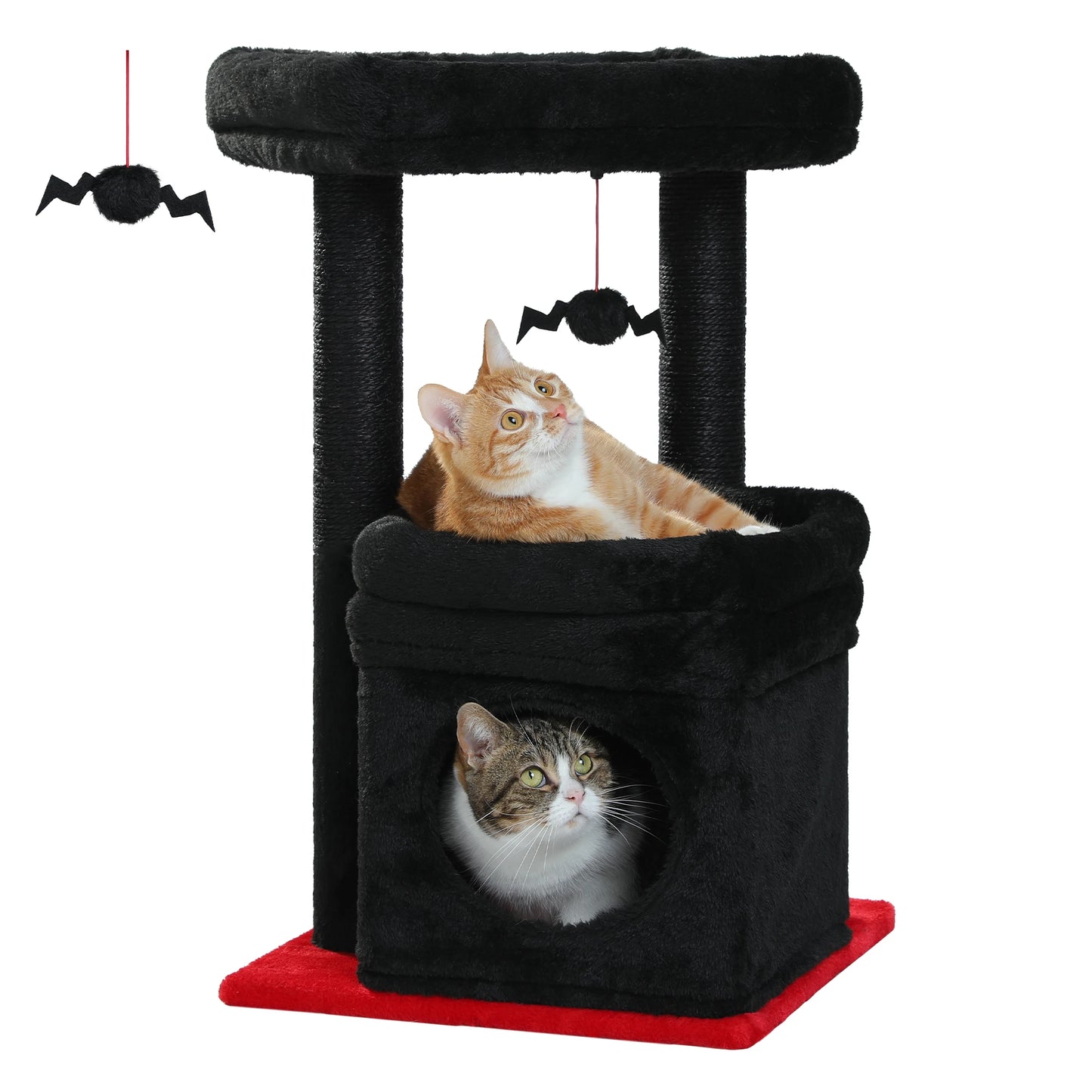 Double Tier Cat Tree Tower With Cozy Condo And Wide Perch For 1 To 2 Indoor Cats