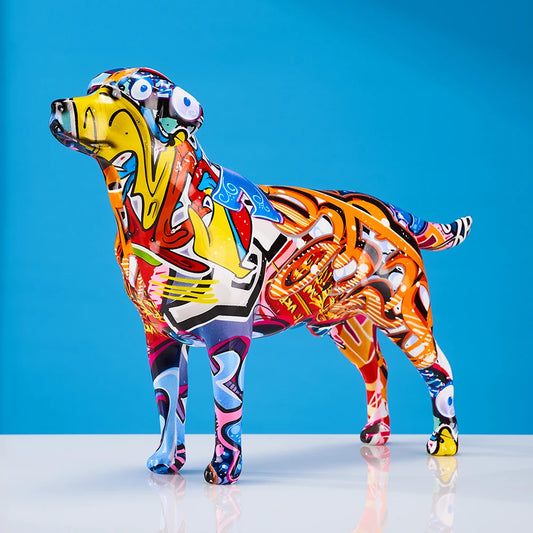 Creative Colorful Art Animal Labrador Resin Crafts Home Decoration Modern Simple Living Room Decor