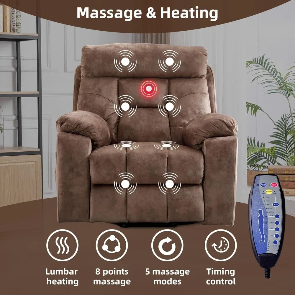 Large Power Lift Recliner Chair With Massage And Heat For Elderly Big And Tall