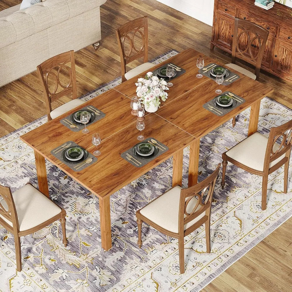 Farmhouse Wood Dining Table Square For Four Rustic Brown