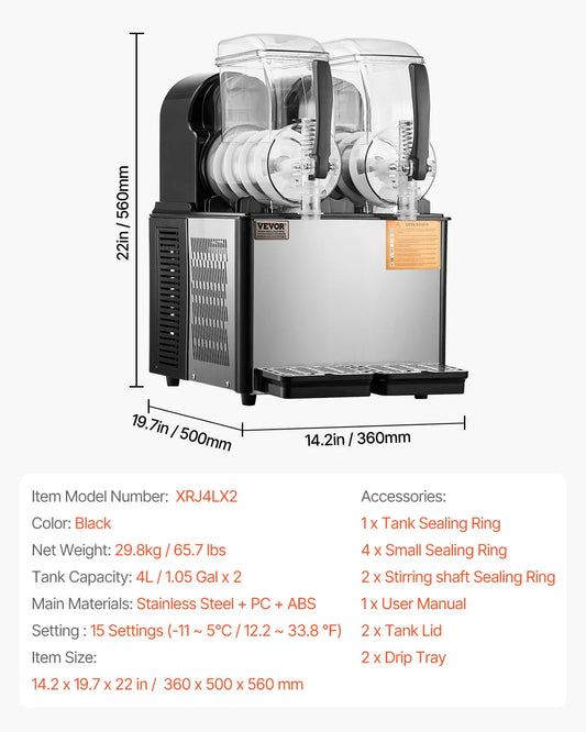 SucceBuy 3-36L Commercial Slushy Machine 1-3 Tanks Stainless Steel Margarita Smoothie Frozen Drink Maker for Home and Restaurants