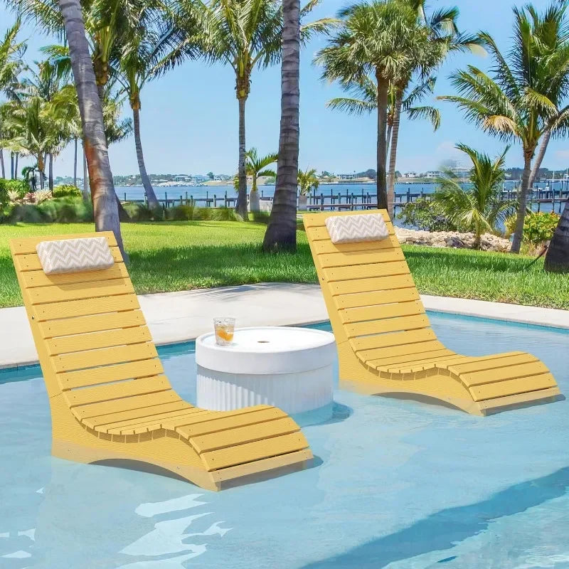 HDPS Pool Lounge Chairs With Headrest For Outdoor Use Up To 10 Inches Water