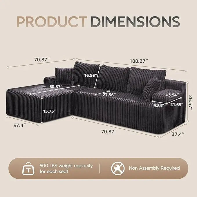 Modular Sectional Sofa L Shaped Memory Foam Living Room