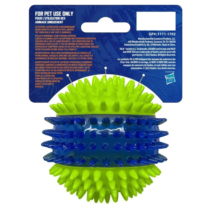 LED Light Up Squeaky Ball Dog Toy With Dental Spikes TPR