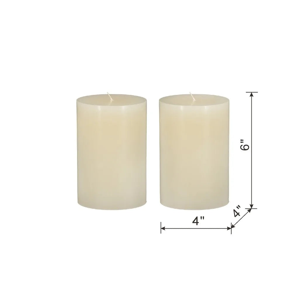 Ivory Soy Wax Pillar Candles 2 Pack Odorless For Weddings